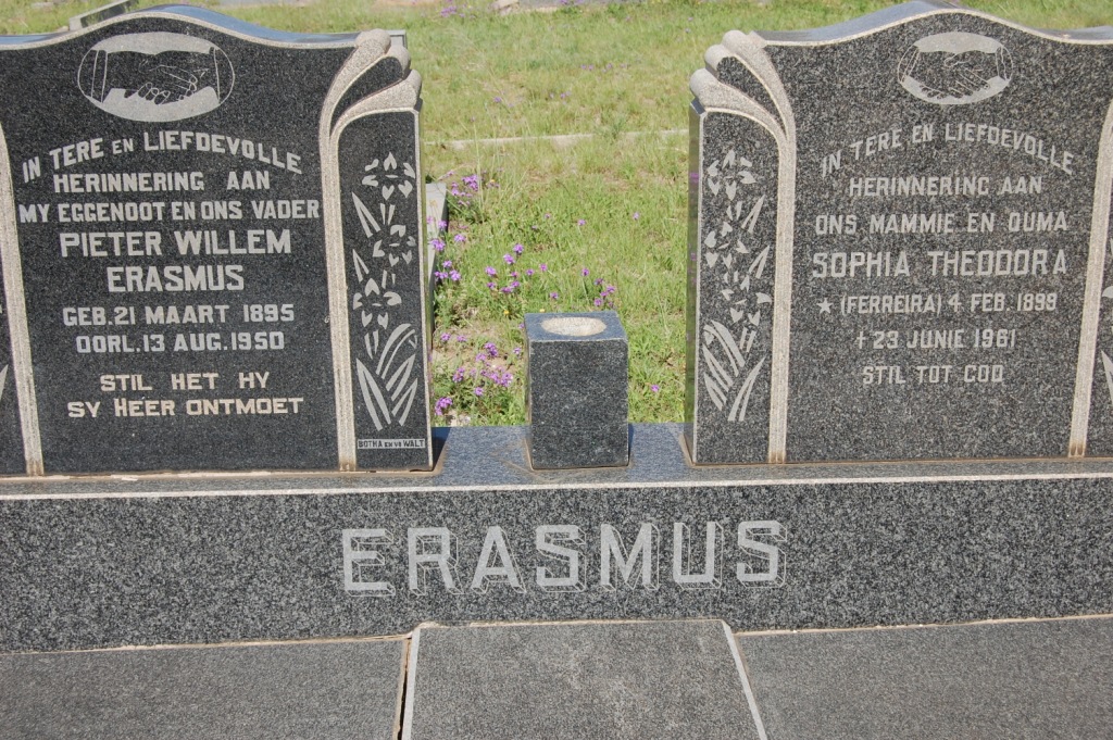 ERASMUS Pieter Willem 1895-1950 &amp; Sophia Theodora FERREIRA 1899-1961