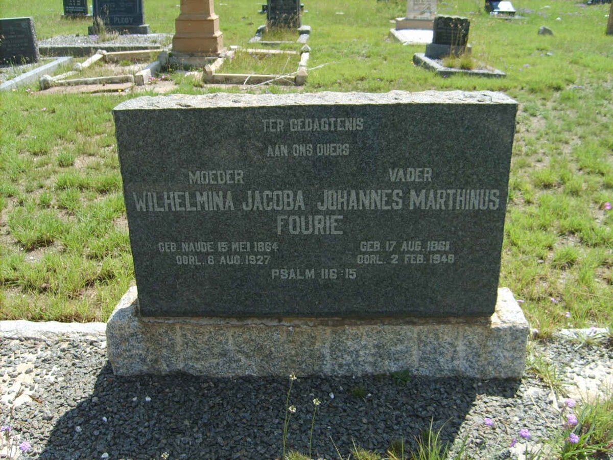 FOURIE Johannes Marthinus 1861-1948 &amp; Wilhelmina Jacoba 1864-1927