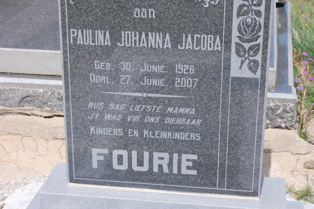 FOURIE Paulina Johanna Jacoba 1926-2007