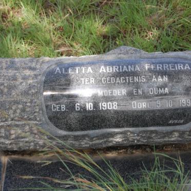 FERREIRA Aletta Adriana 1908-1992