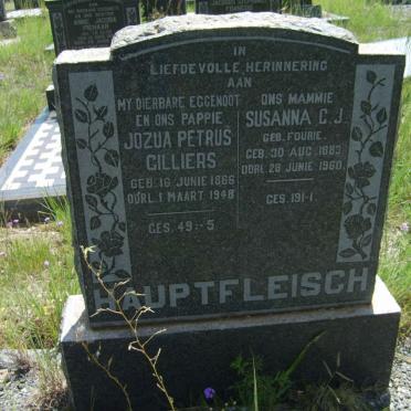 HAUPTFLEISCH Jozua Petrus Cilliers 1866-1948 &amp; Susanna C.J. FOURIE 1883-1960