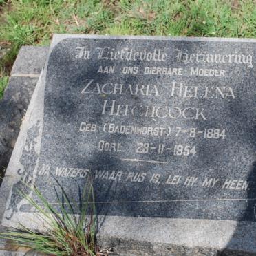 HITCHCOCK Zacharia Helena nee BADENHORST 1884-1954