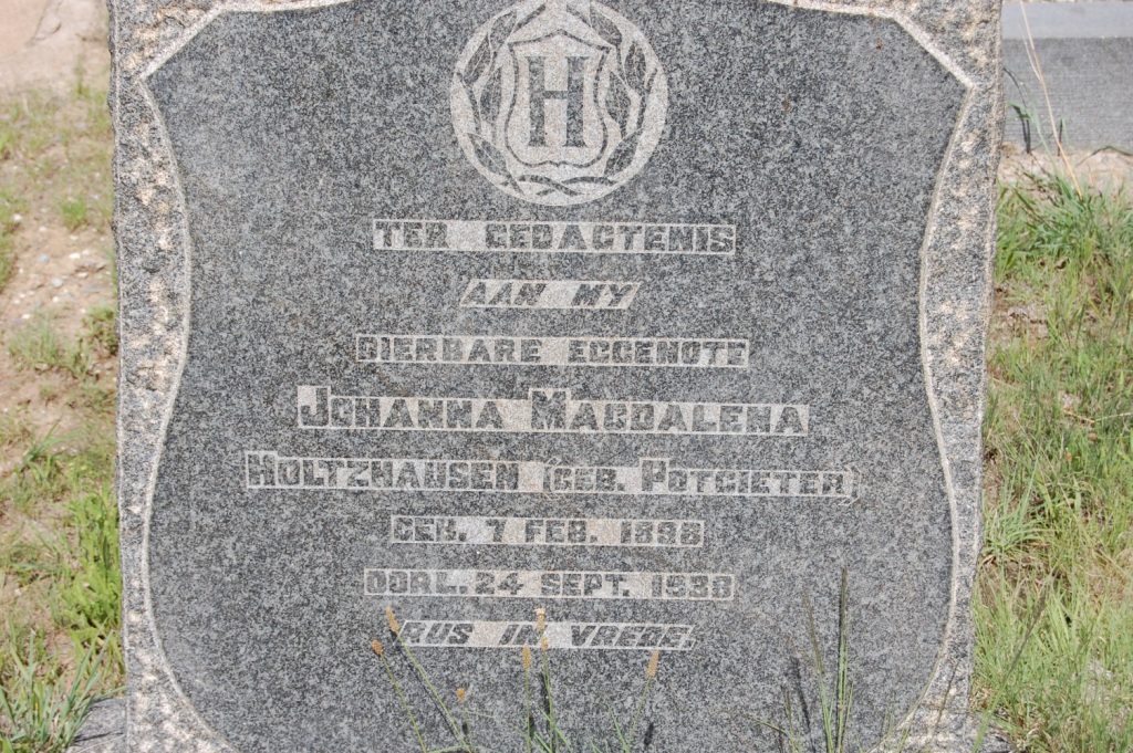 HOLTZHAUSEN Johanna Magdalena nee POTGIETER 1898-1938