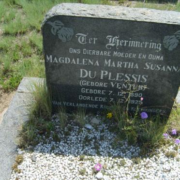 PLESSIS Magdalena Martha Susanna, du nee VENTER 1890-1925