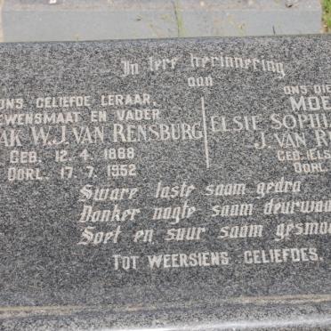 RENSBURG Izak W., J. van 1888-1952 &amp; Elsie Sophia Dorothea ELS 1895-1956