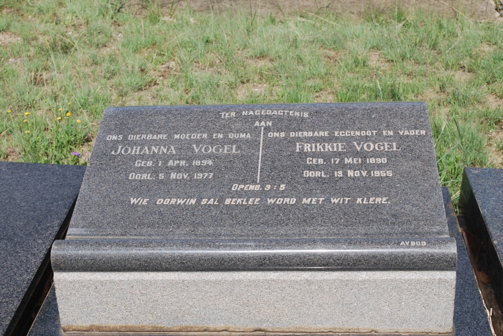 VOGEL Frikkie 1890-1956 &amp; Johanna 1894-1977
