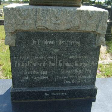 VOS Philip Wouter, de 1889-1944 &amp; Johanna Margaretha Elizabeth VAN WYK 1887-1974