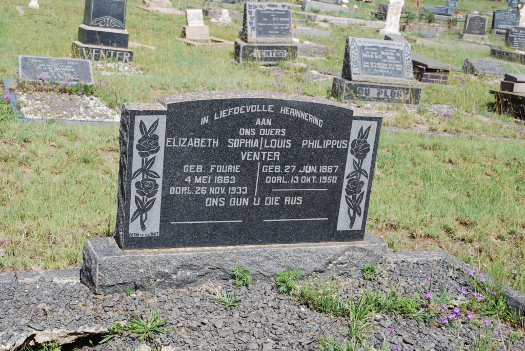 VENTER Louis Philippus 1867-1950 &amp; Elizabeth Sophia FOURIE 1863-1933