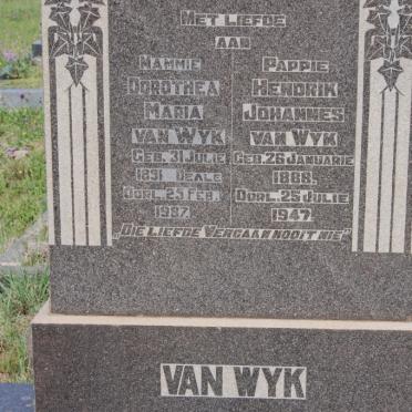 WYK Hendrik Johannes, van 1888-1947 &amp; Dorothea Maria DEALE 1891-1987