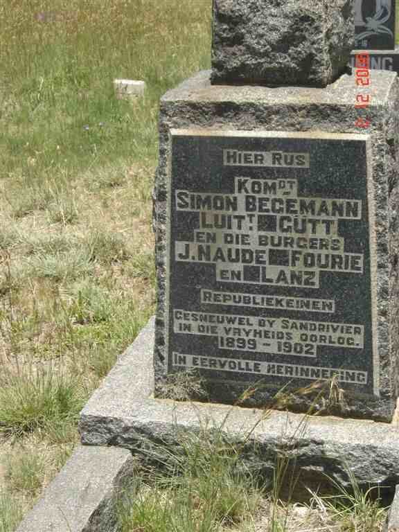 2. Gesneuwel by Sandrivier in die Vryheidsoorlog 1899-1902