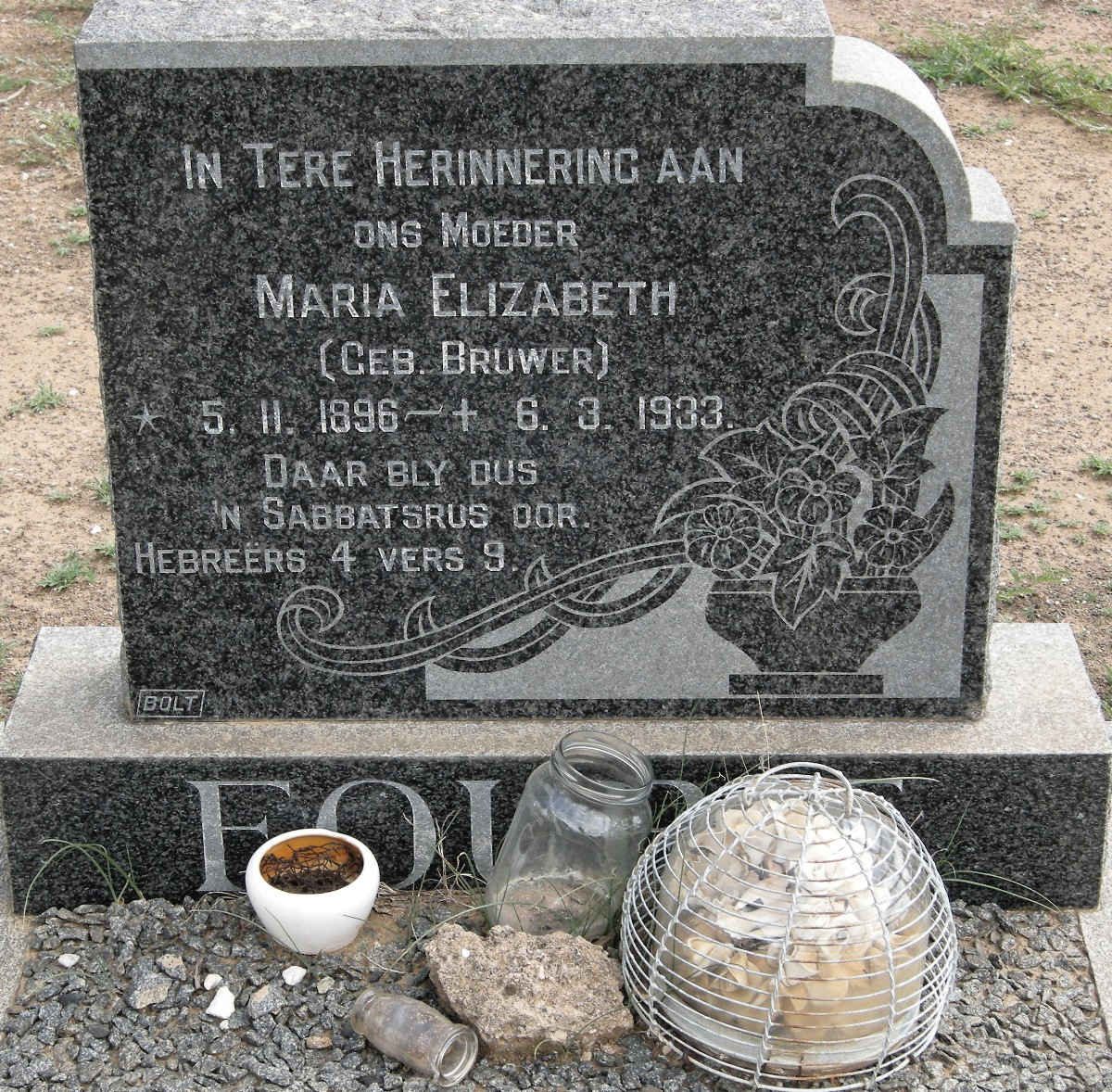 FOURIE Maria Elizabeth nee BRUWER 1896-1933