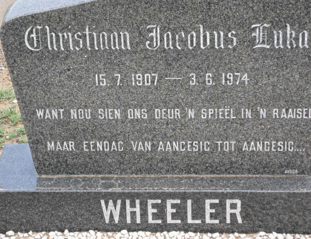WHEELER Christiaan Jacobus Lukas 1907-1974