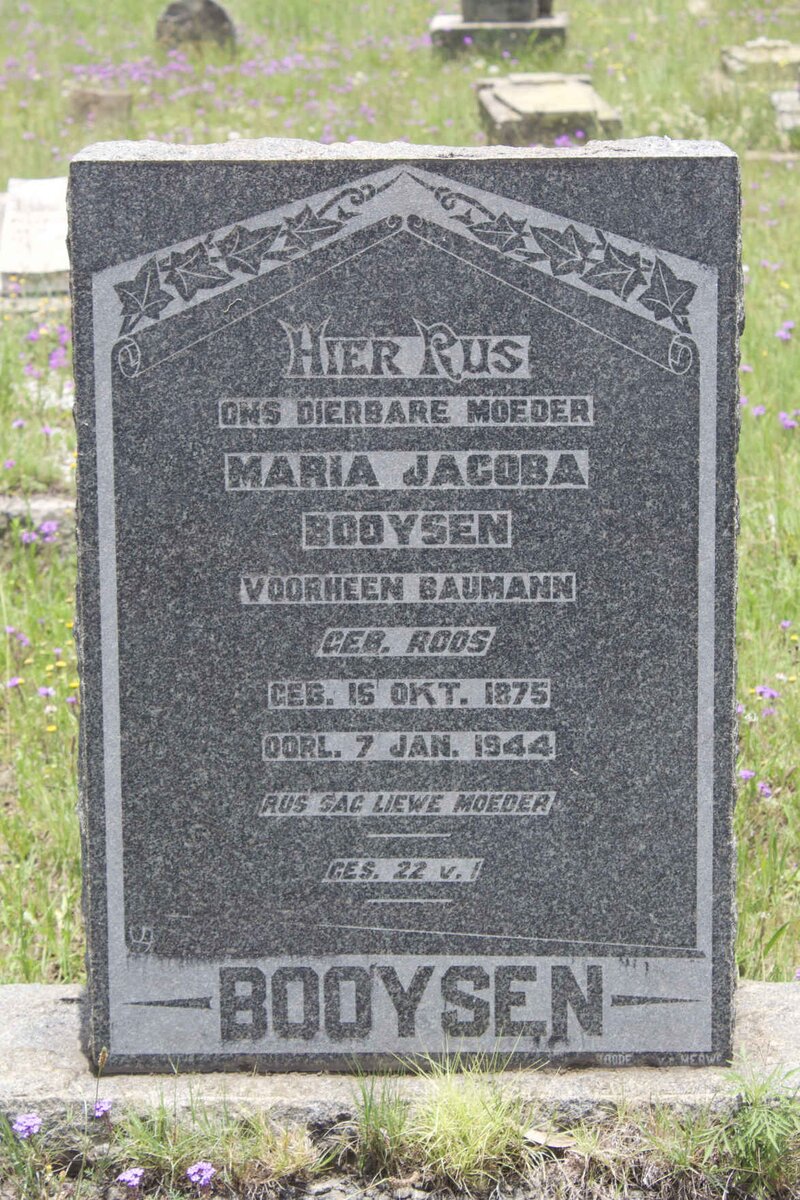 BOOYSEN Maria Jacoba voorheen BAUMANN nee ROOS 1875-1944