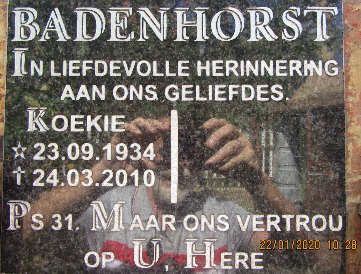 BADENHORST Koekie 1934-2010