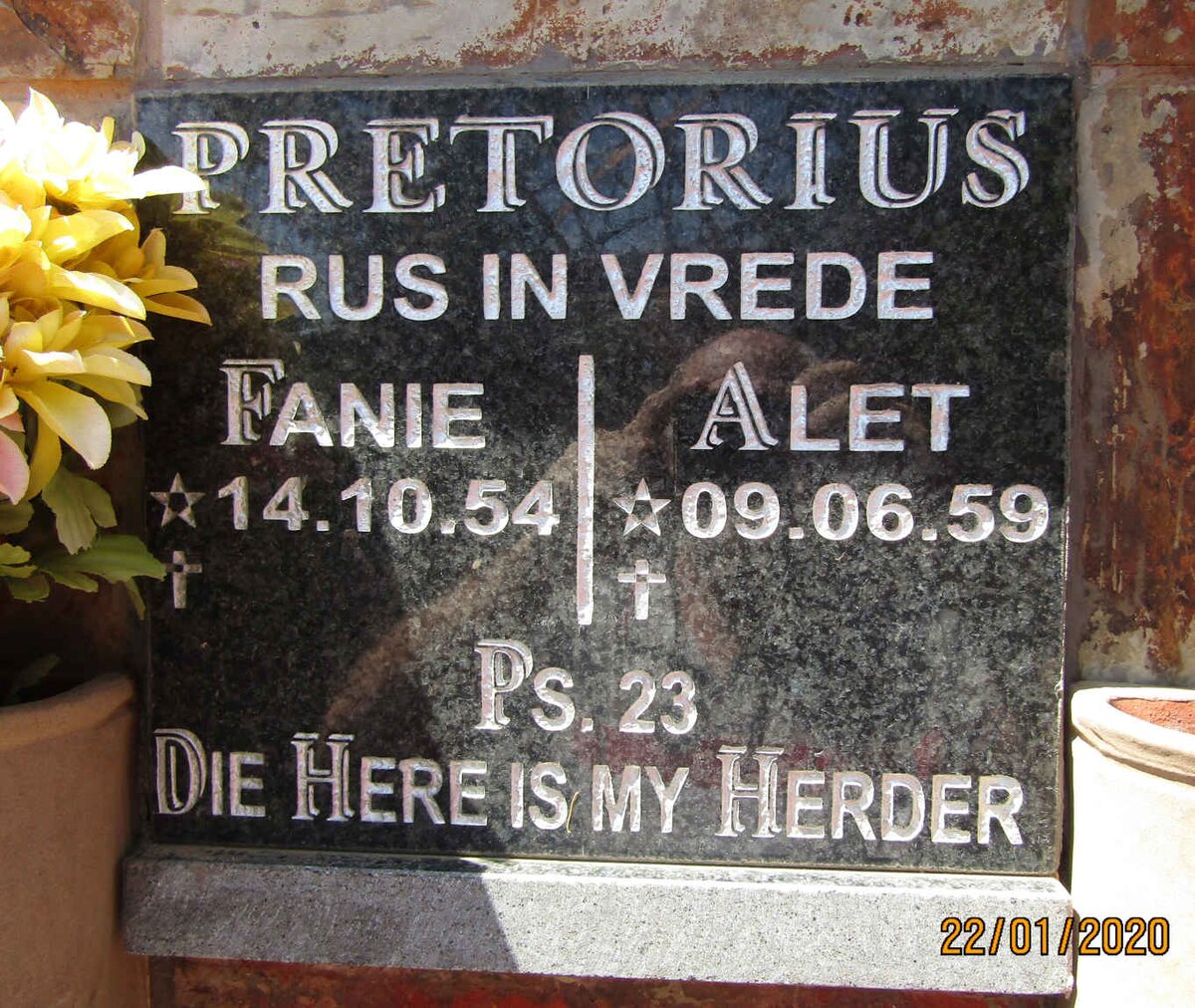 PRETORIUS Fanie 1954- &amp; Alet 1959-