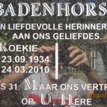 BADENHORST Koekie 1934-2010