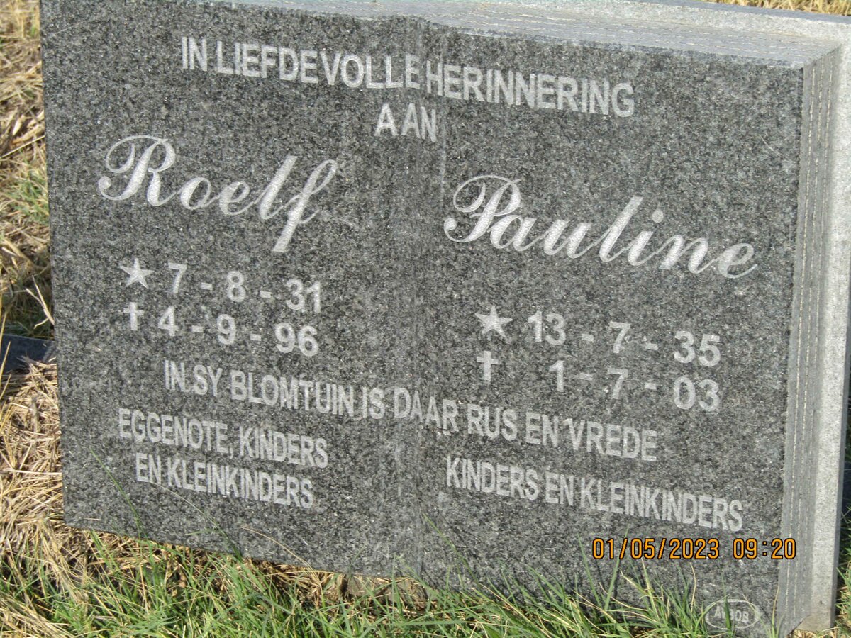 ? Roelf 1931-1996 &amp; Pauline 1935-2003