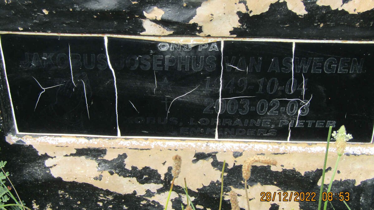 ASWEGEN Jacobus Josephus, van 1949-2003