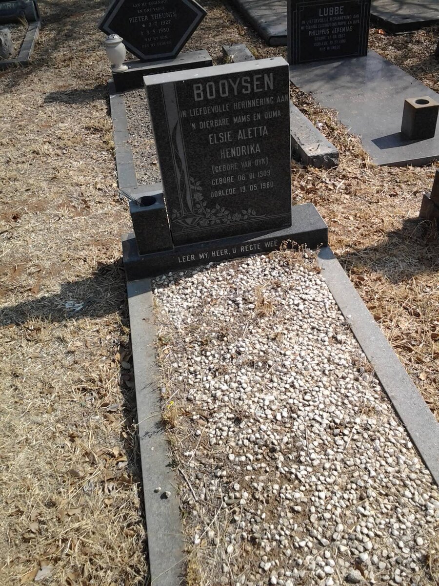 BOOYSEN Elsie Aletta Hendrika nee VAN DYK 1909-1980