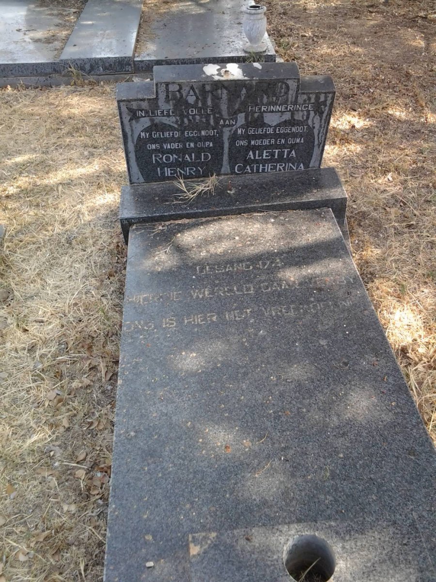 BARNARD Ronald Henry  &amp; Aletta Catherina