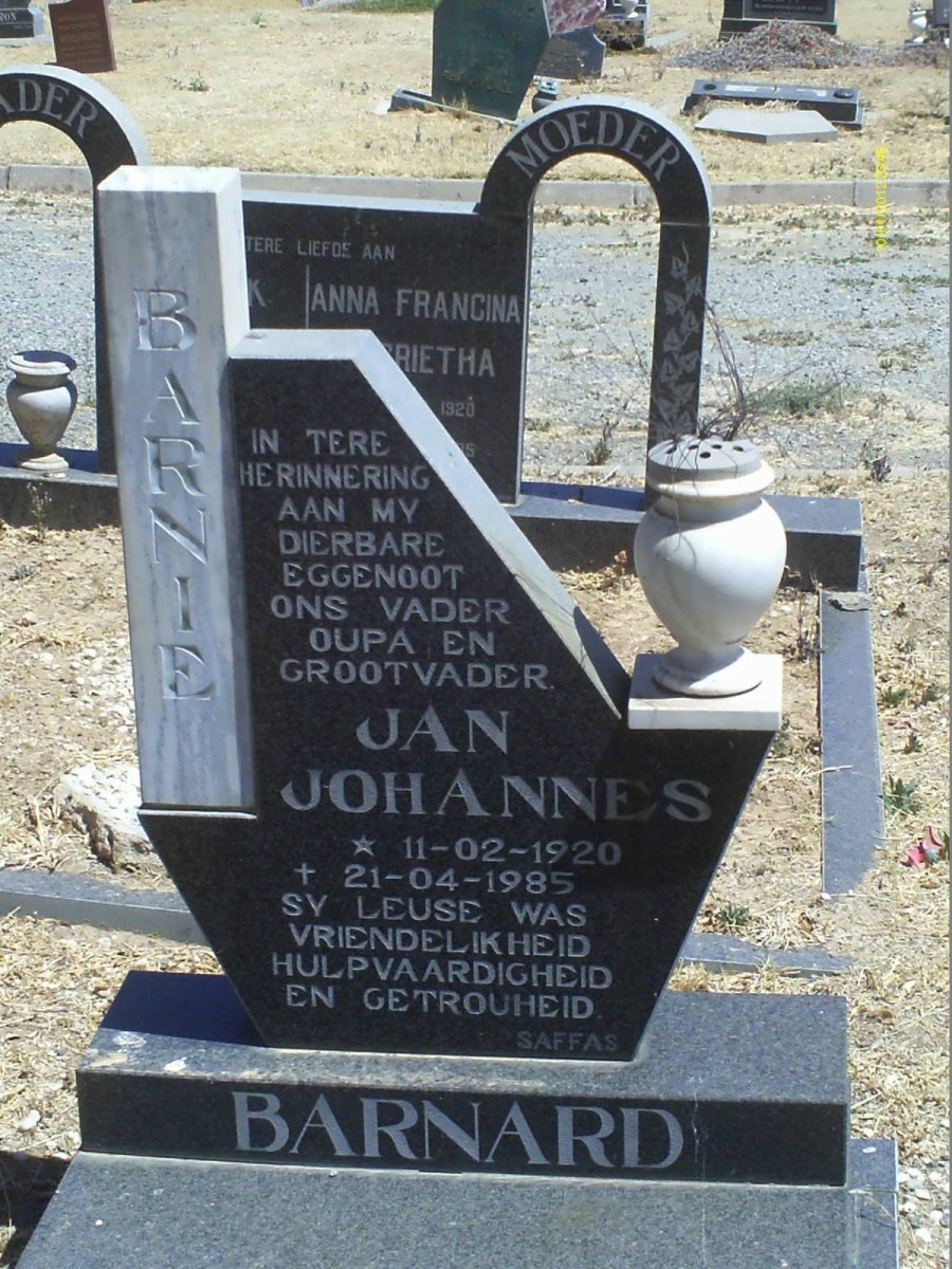 BARNARD Jan Johannes 1920-1985