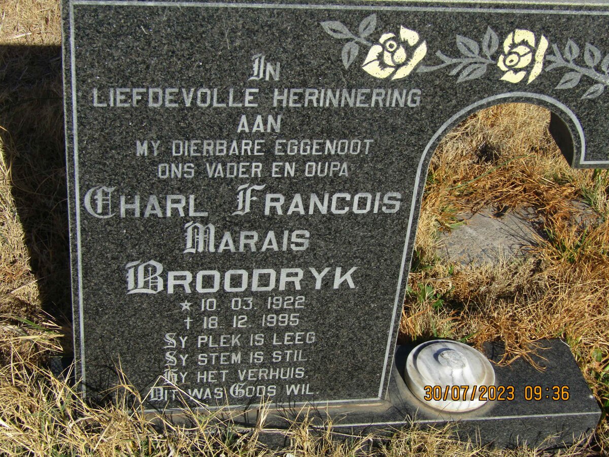BROODRYK Charl Francois Marais 1922-1995