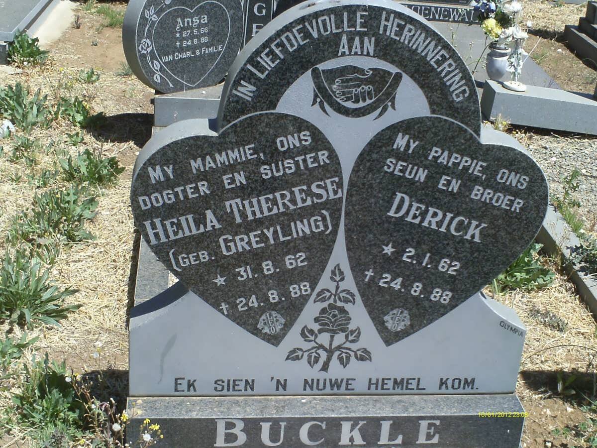 BUCKLE Derick 1962-1988 &amp; Heila Therese GREYLING 1962-1988