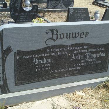 BOUWER Abraham 1927-1986 &amp; Aletta Magrietha POTGIETER 1930-2004