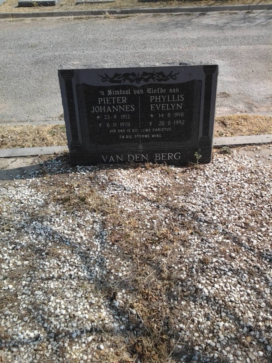 BERG Pieter Johannes van den 1912-1978 &amp; Phyllis Evelyn  1918-1992 
