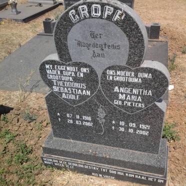CROPP Theodorus Sebastiaan Adolf 1916-2002 &amp; Angenitha Maria PIETERS 1921-2002