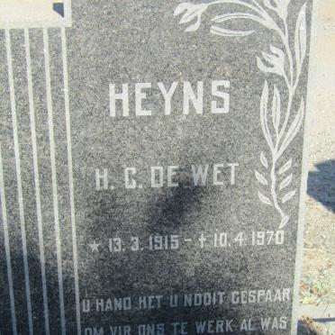 HEYNS H.C. De Wet 1915-1970