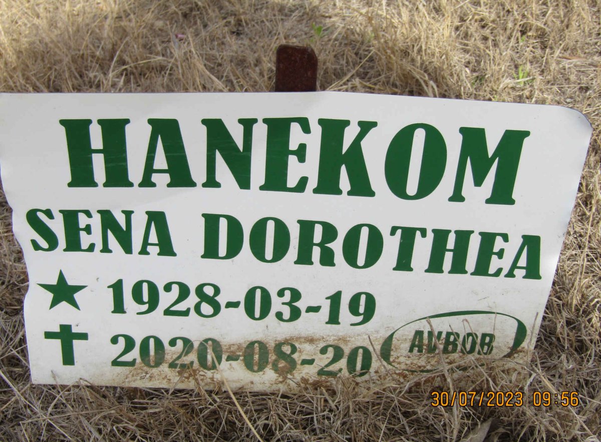 HANEKOM Sena Dorothea 1928-2020