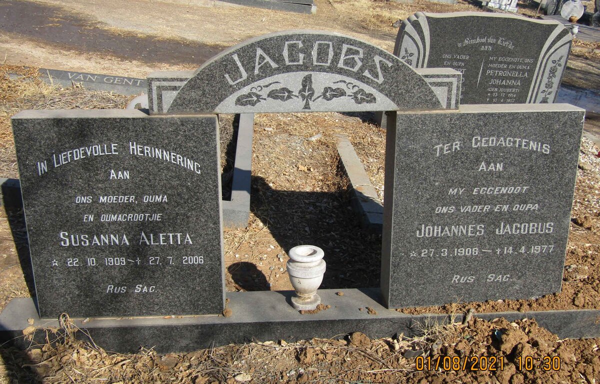 JACOBS Johannes Jacobus 1908-1977 &amp; Susanna Aletta 1909-2006