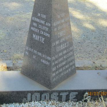 JOOSTE Chris 1908-1968 &amp; Martie 1915-1997