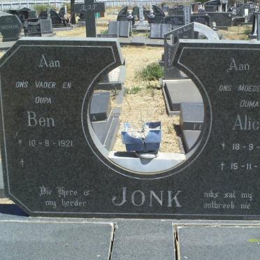 JONK Ben 1921- &amp; Alice 1932-2000