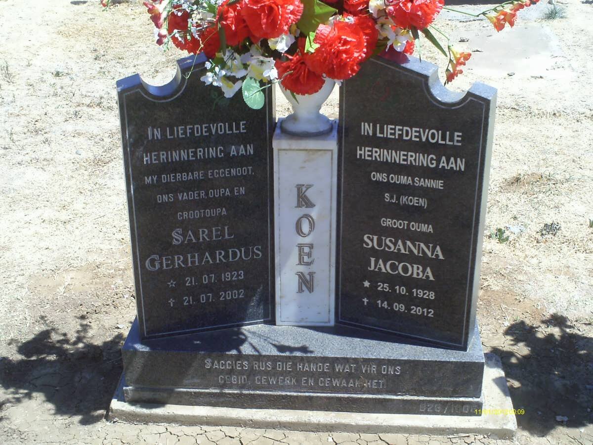 KOEN Sarel Gerhardus 1923-2002 &amp; Susanna Jacoba 1928-2012