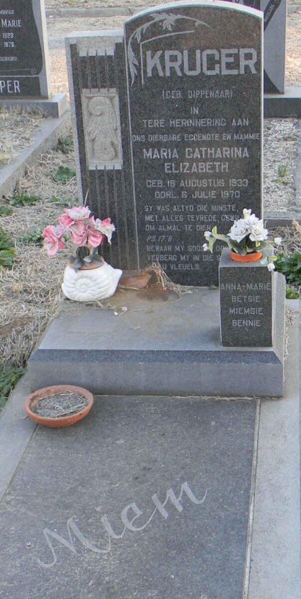 KRUGER Maria Catharina Elizabeth nee DIPPENAAR 1933-1970