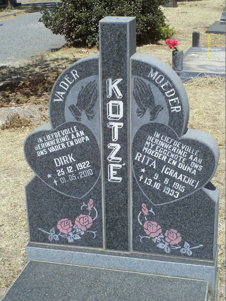 KOTZE Dirk 1922-2010 &amp; Rita 1915-1993