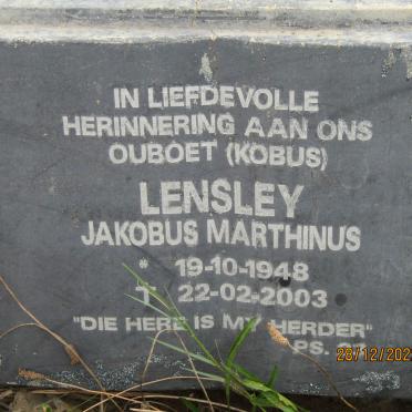 LENSLEY Jakobus Marthinus 1948-2003