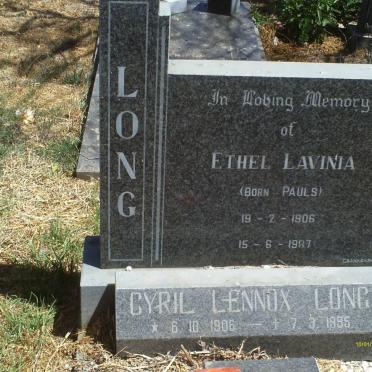 LONG Cyril Lennox 1906-1995 &amp; Ethel Lavina PAULS 1906-1987