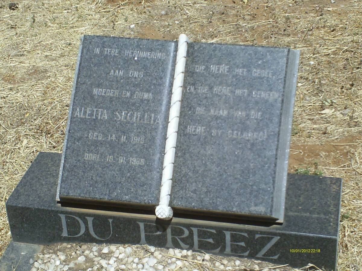 PREEZ Aletta Secillia, du 1915-1988