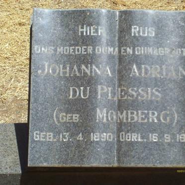 PLESSIS Johanna Adriana, du nee MOMBERG 1890-1974