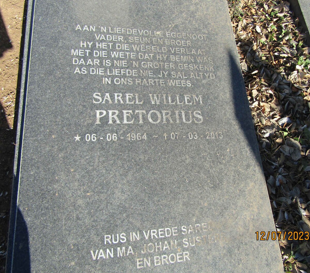 PRETORIUS Sarel Willem 1964-2013