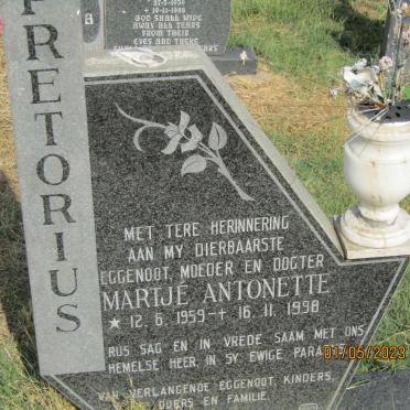 PRETORIUS Martje Antonette 1959-1998
