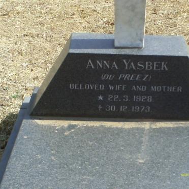 YASBEK Anna nee DU PREEZ 1928-1973