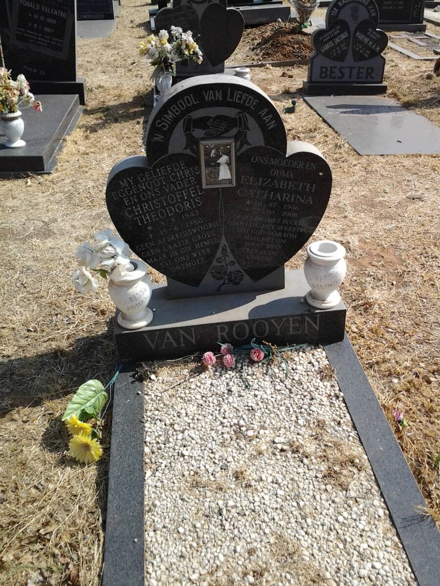 ROOYEN Christoffel Theodoris, van 1943-1980 &amp; Elizabeth Catharina 1946-2008