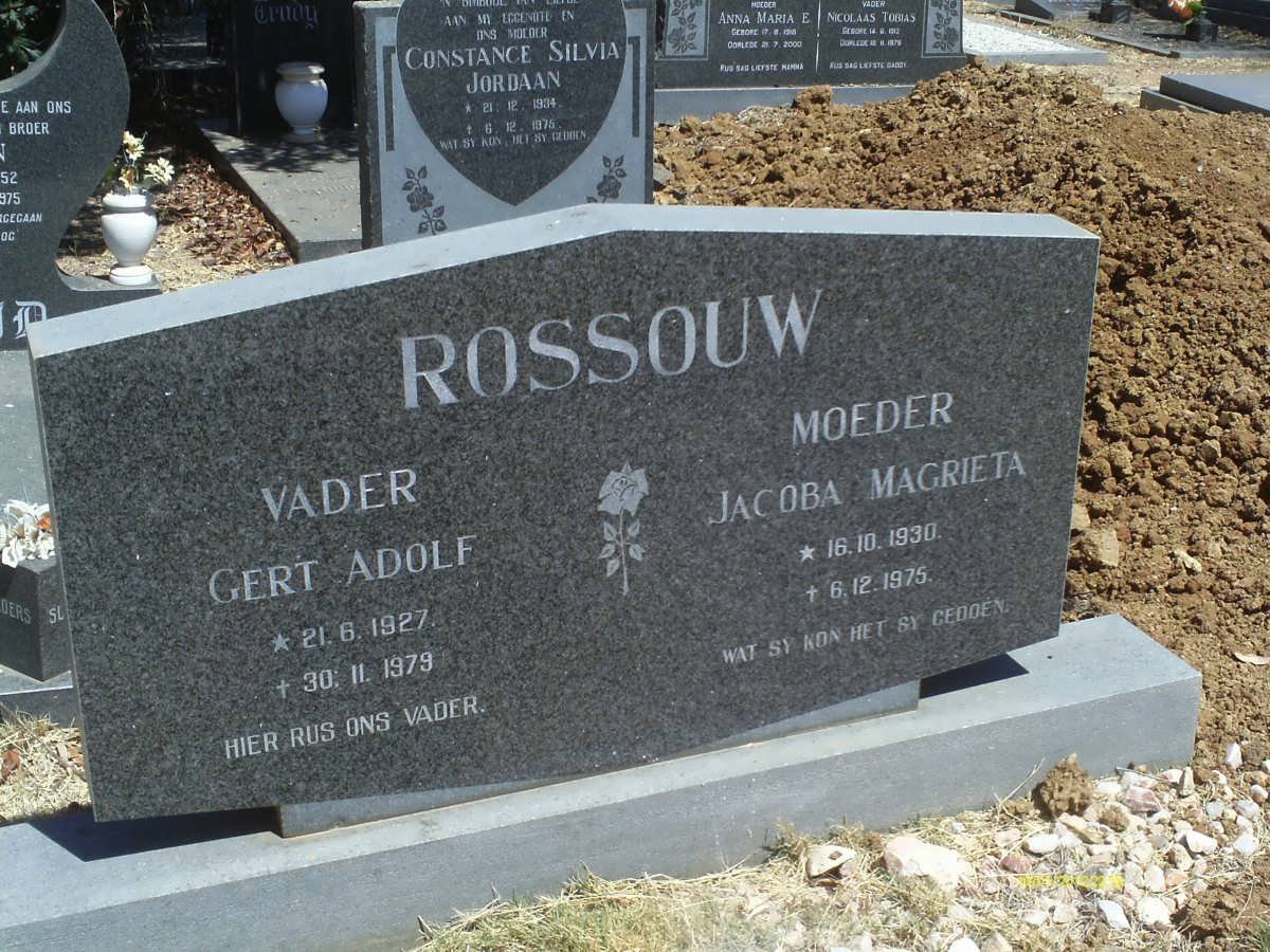 ROSSOUW Gert Adolf 1927-1979 &amp; Jacoba Magrieta 1930-1975