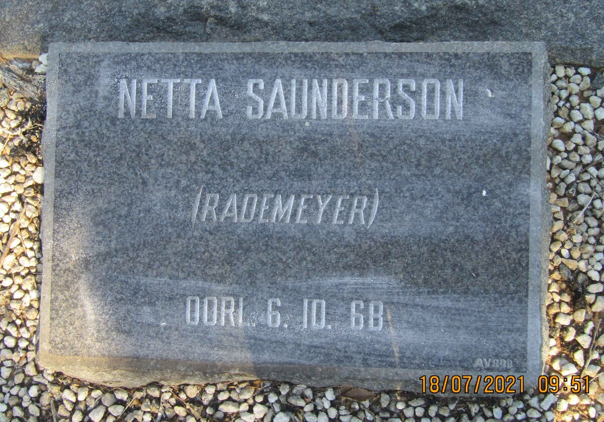 SAUNDERSON Netta nee RADEMEYER -1968