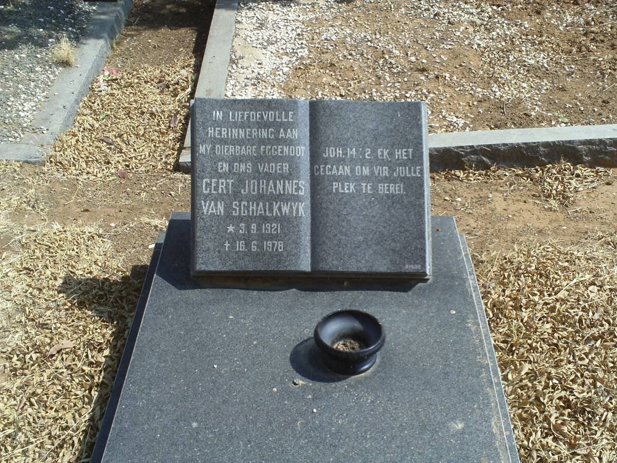 SCHALKWYK Gert Johannes, van 1921-1978 