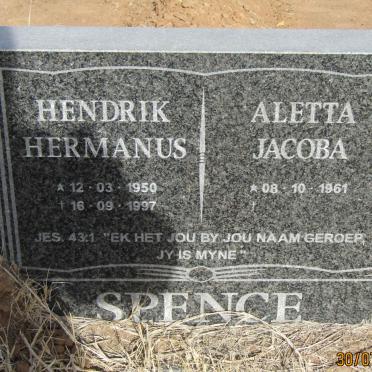 SPENCE Hendrik Hermanus 1950-1997 &amp; Aletta Jacoba 1961-